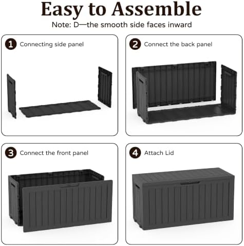 Outdoor Storage Box,130 Gallon Lockable Deck Box with Wheels,Black