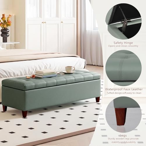 Joveco 51 Inch Storage Bench,Leather Tufted Storage Ottoman with Legs