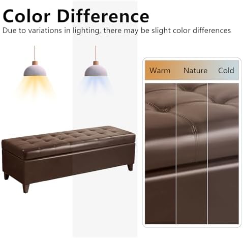 Joveco 51 Inch Storage Bench,Leather Tufted Storage Ottoman with Legs
