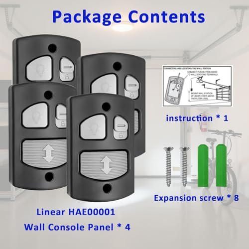 4 Pack Wall Mount Garage Door Opener for Linear Garage Door Opener Deluxe Wall Console Panel HAE00003 Compatible with Linear Garage Door Wall Opener LSO LDO LCO