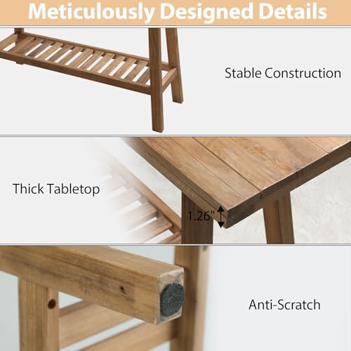 HOKYHOKY Reclaimed Solid Wood Bench-43.3" Entryway Bench with Storage Shelf