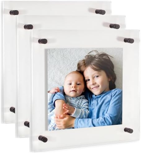 ArtToFrames 12x12 Inch Double Panel Floating Acrylic Picture Frame comes (3 Pack)