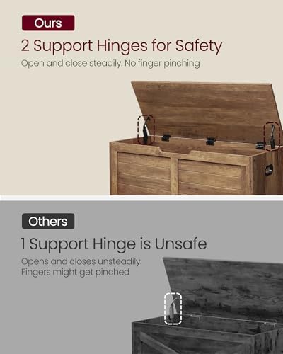 VASAGLE Storage Chest, 39.4 Inches Width Bench with 2 Safety Hinges