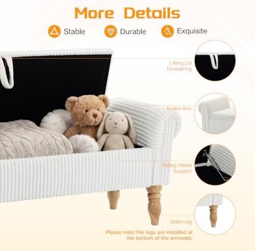 60" Storage Bench for Bedroom,End of Bed Bench with Storage