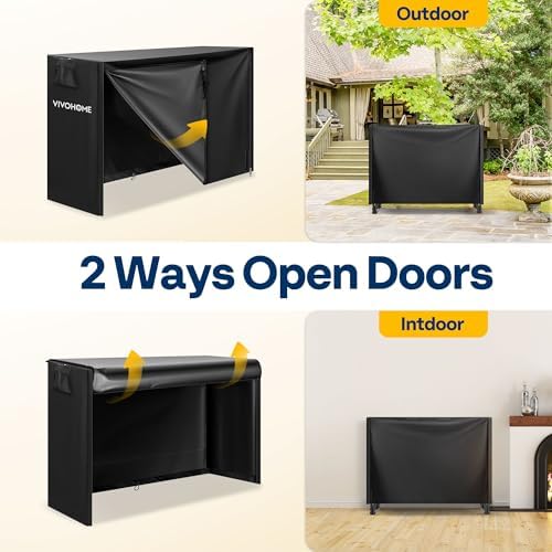 VIVOHOME 5ft Waterproof Outdoor Firewood Log Rack Cover, Black