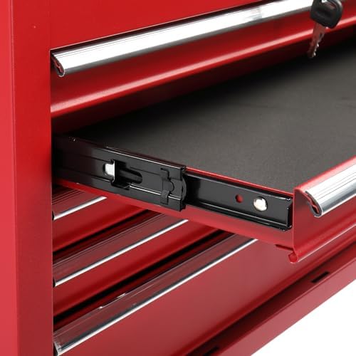 Winado 24" Metal Portable Tool Box with 5 Drawers, Lockable, Red