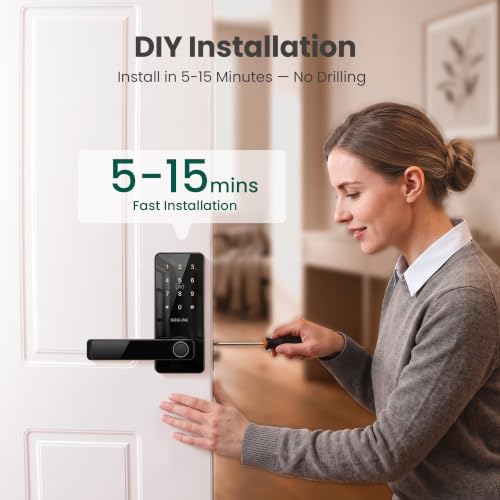 DESLOC Smart Handle Lock with Keypad, Fingerprint Knob for Front Door