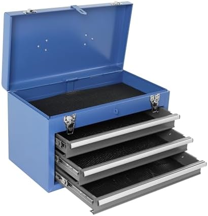 Henf Rolling Tool Storage Cabinet with Detachable Tool Box, 3-Drawer Steel Organizer, Adjustable Shelf, Wheels for Garage