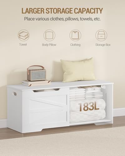 Hzuaneri 47.2" Wooden Storage Chest Extra Large | 59 Gal | White
