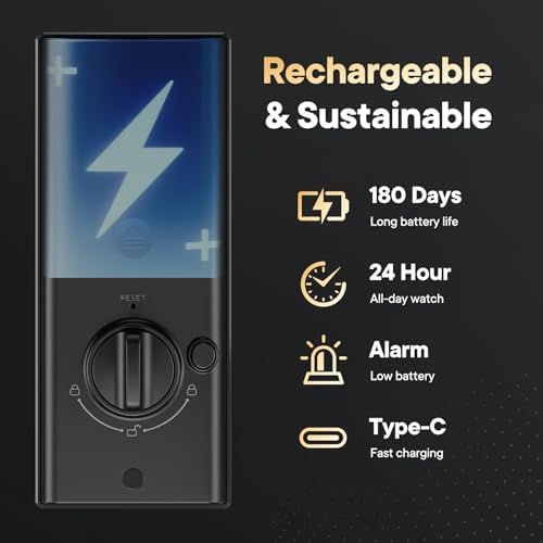 Video Smart Lock with Camera & Doorbell,6-in-1 Keyless Entry Door Lock for Front Door,Deadbolt Lock with Built-in WiFi 2K HDR Camera,Support Fingerprint,Keypad and Voice Unlock,Video Call,App Control