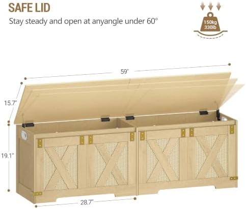 Hzuaneri 59" Boho Storage Chest and Bench | 70 Gal | 330lb Seat