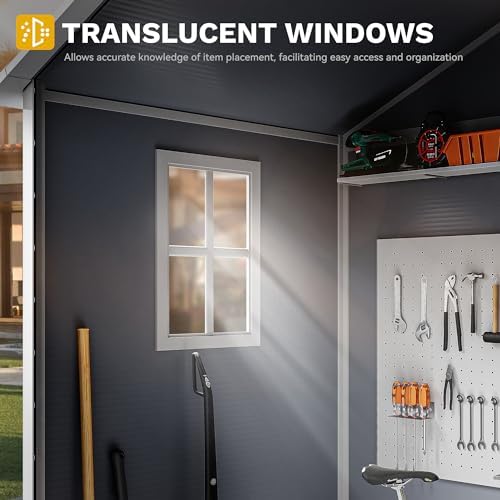 DWVO 6X4FT Resin Outdoor Storage Shed with Floor, Window & Vents, Tool Shed