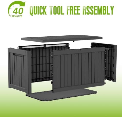 DRATO 310 Gallon Deck Boxes Outdoor Waterproof, Large Lockable Storage Box