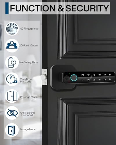 Buoan 5-in-1 Smart Fingerprint Door Lock, Keyless Entry Digital Knob