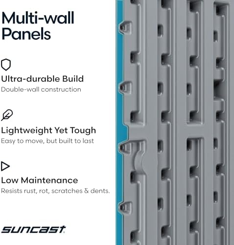 Suncast XL Deck Box, 200 Gal, All Weather, Pad-Lockable Lid, Dove Gray
