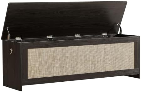 55.1"Storage Chest extra large,Rattan storage bench(Obsidian Black)