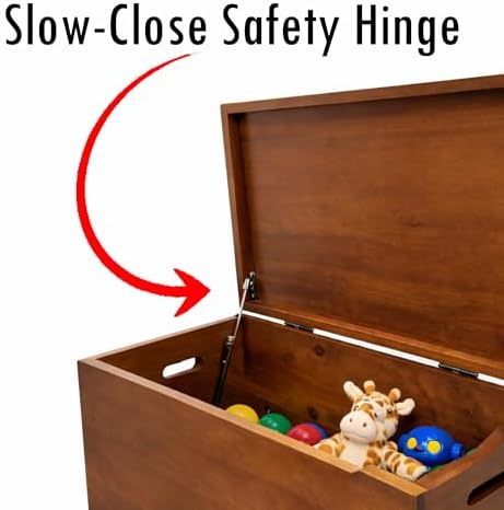 Fully Assembled, Solid Wood Storage Chest with Lid & Handles, Wooden Box, Organizer, Storage, Birthday, Gift, Blankets, Clothes, Keepsakes, Anti-Slam Hinges, 30” Professional Walnut Finish