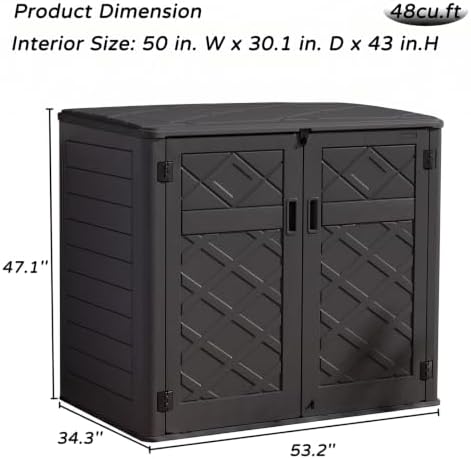Mrosaa 48Cu.ft Outdoor Storage Cabinet.Waterproof Horizontal Storage Sheds