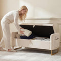 48" End of Bed Bench, Modern Storage Bench for Bedroom Beige