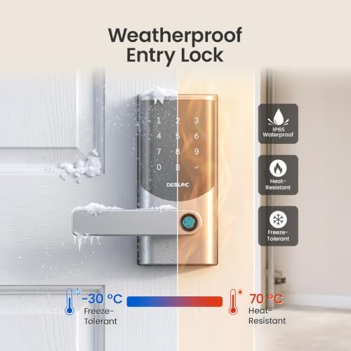 DESLOC K221 Fingerprint Smart Door Lock with Handle 16-Month Battery