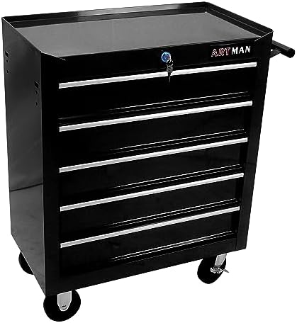 5 Drawers Rolling Tool Chest on Wheels, Multifunctional Tool Cart Tool Storage, Drawers Rolling Tool Trolley Organizer Tool Case for Garage,Warehouse,Workshop,Repair Shop (5 Drawers-Black)