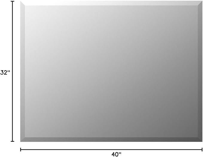 Mirrorons Beveled Mirror, Wall Mirror 40" x 32", Frameless Rectangle Bathroom