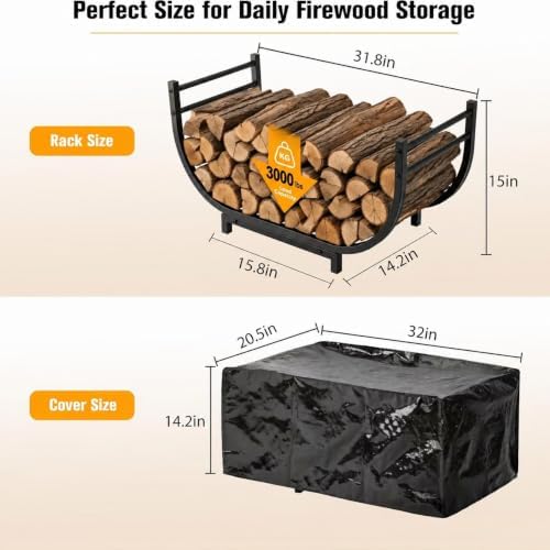 facka 30 inch firewood rack outdoor with cover shown in use