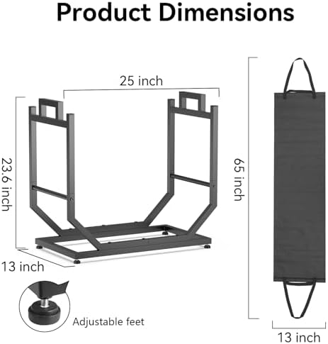 Firewood Rack, Indoor/Outdoor Firewood Holder with Firewood Carrier Bag
