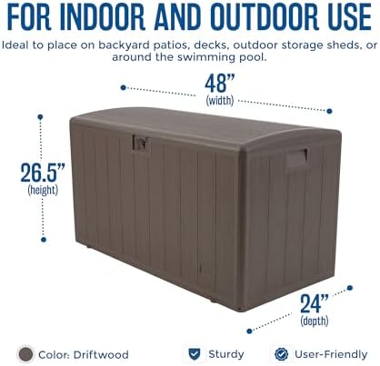 Plastic Development Group Deck Box, Standard Close, Driftwood, 105 Gal