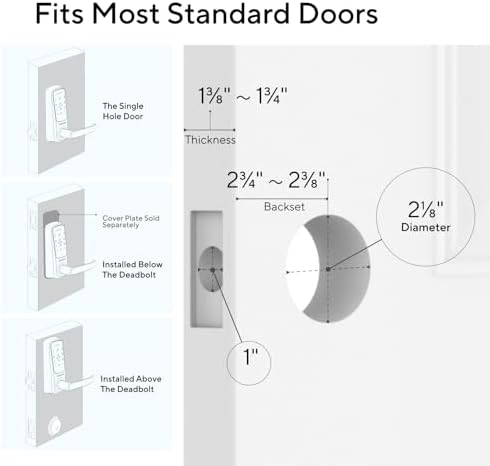 ULTRALOQ Latch 5 Built-in WiFi Smart Lock with NFC, 5-in-1 Keyless Entry Door Lock with Touch Digital Keypad, Smart Handle Lock, App Control, Black