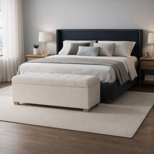 Spatial Order 46" Tufted Storage Bench - Cream
