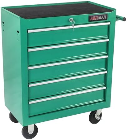 5 Drawers Rolling Tool Chest on Wheels, Multifunctional Tool Cart Tool Storage, Drawers Rolling Tool Trolley Organizer Tool Case for Garage,Warehouse,Workshop,Repair Shop (5 Drawers-Green)
