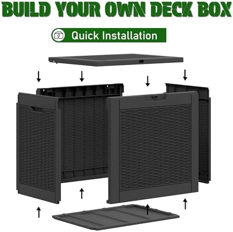 Outdoor Storage Box Waterproof, 35 Gallon Deck Box for Patio Storage