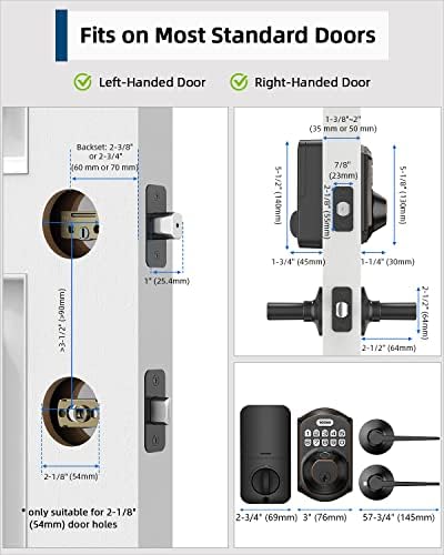 TEEHO TE002L Fingerprint Door Lock with 2 Lever Handles, Keyless Entry Deadbolt with Handle Set, Electronic Keypad Deadbolt for Front Door, Auto Lock and 1 Touch Locking, Oil Rubbed Bronze