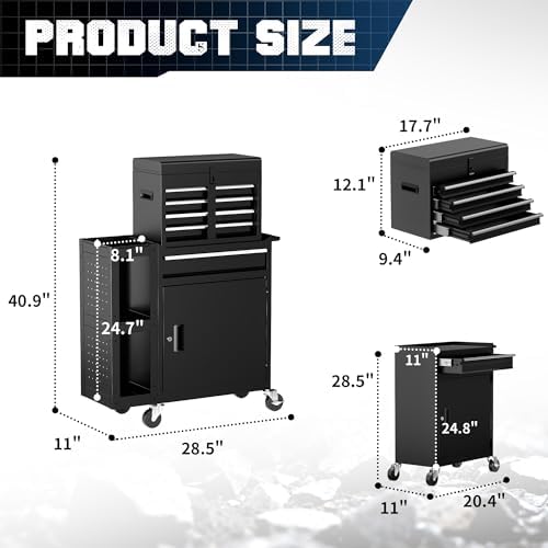 5 Drawer Rolling Tool Chest, 3-in-1 Assembled Tool Cabinet