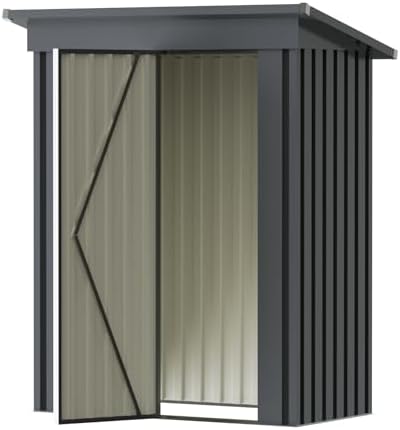 5x3 FT Outdoor Storage Shed, Metal Garden Shed with Upgraded Frame, Lockable Doors for Backyard, Patio, Lawn and Garden