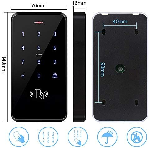 Outdoor Door Access Control System Kit IP68 Waterproof RFID Keypad Card Reader + Power Supply + Door Exit Button +10pcs Keyfobs (Without Lock)