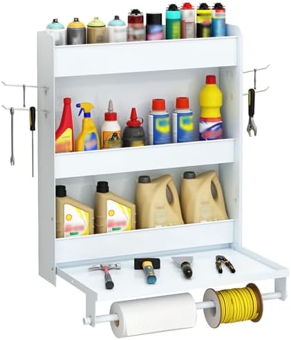 Wall Mount Design Trailer Cabinet With Flip Out Work Tray And Storage Hooks