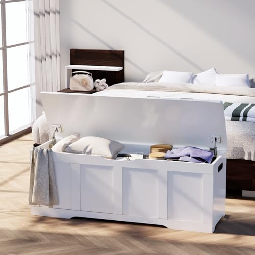 Timberer 47.2" Storage Chest Extra Large Storage Bench with 2 Safety Hinges