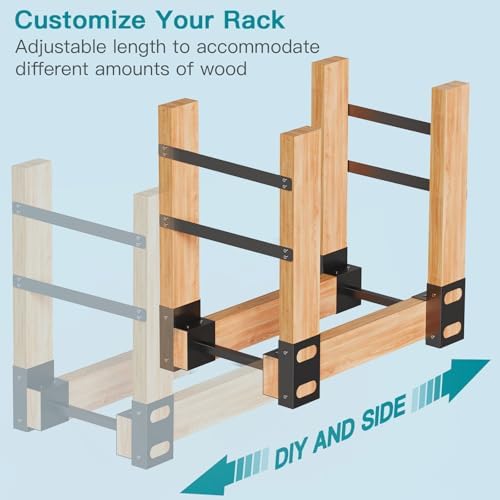 Eibikdi Firewood Rack Outdoor, Black, Set of 4