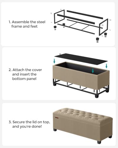 SONGMICS Storage Ottoman Bench, Foot Rest with Legs, Load up to 661.4 lb