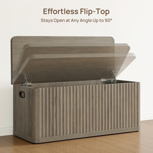 SICOTAS Storage Bench 80.4" Wide Shoe Bench with Lift Top Large Wooden Storage Chest Trunk Modern Blanket Chest with 4 Safety Hinges & Seating for Bedroom Entryway Living Room Hallway
