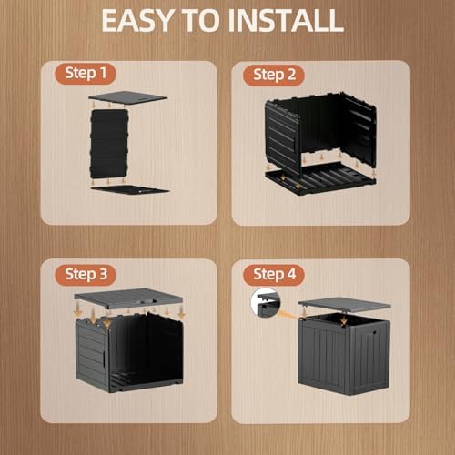EFU Outdoor Storage Box 45 Gallon Deck Box, Waterproof Resin