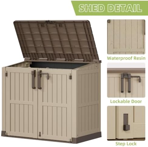 Bifanuo 36 Cu Ft Resin Outdoor Storage Shed, Horizontal Storage Cabinet