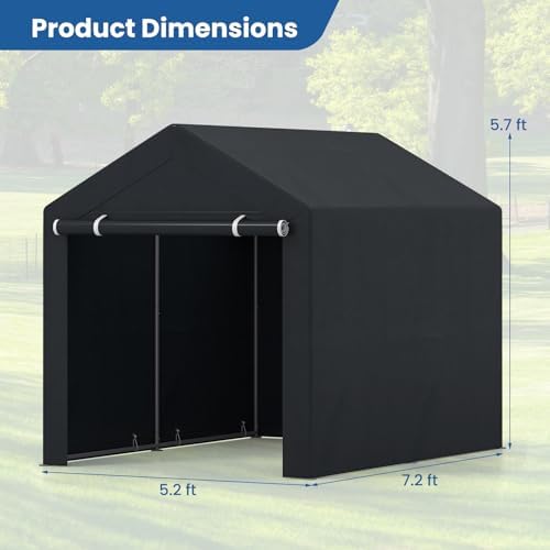 Goplus 7.2 x 5.2 FT Portable Storage Shed, Outdoor Carport Garage Tent