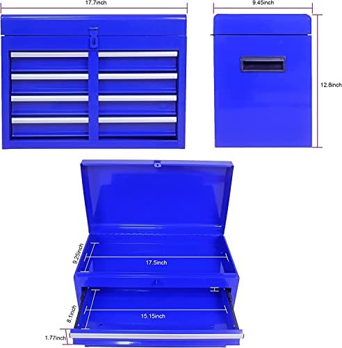 5 Drawer Rolling Tool Chest with Wheels, Tool Storage Cabinet & Tool Box Cart, Snap on Tool Chest with Drawers and Bottom Cabinet and Adjustable Shelf Organizer for Garage Warehouse Workshop - Blue