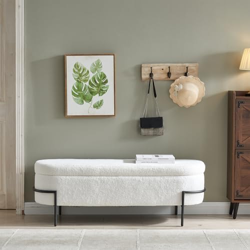 FiveWillowise 45 Inch Sherpa Storage Ottoman Bench,End of Bed Bench