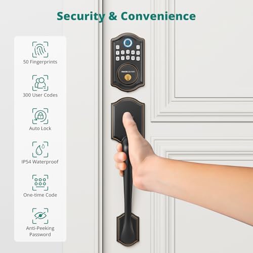 AkaGear DS10 Fingerprint Keyless Entry Door Lock with Handle Set