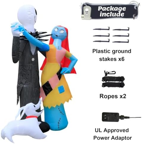 6Ft Inflatable Halloween Outdoor Yard Decoration - Halloween Skeleton Couple and Dog Blow Up Decoration - Built-in LED Lights - Suitable for Garden Lawn Indoor Party Decoration