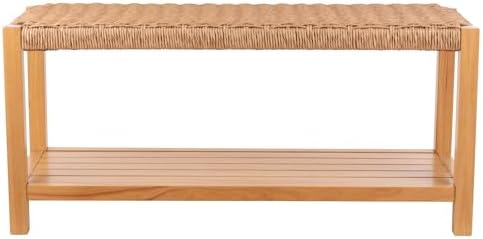Alaterre Furniture Newport 40” Shoe Storage Bench with Woven Seat, Natural